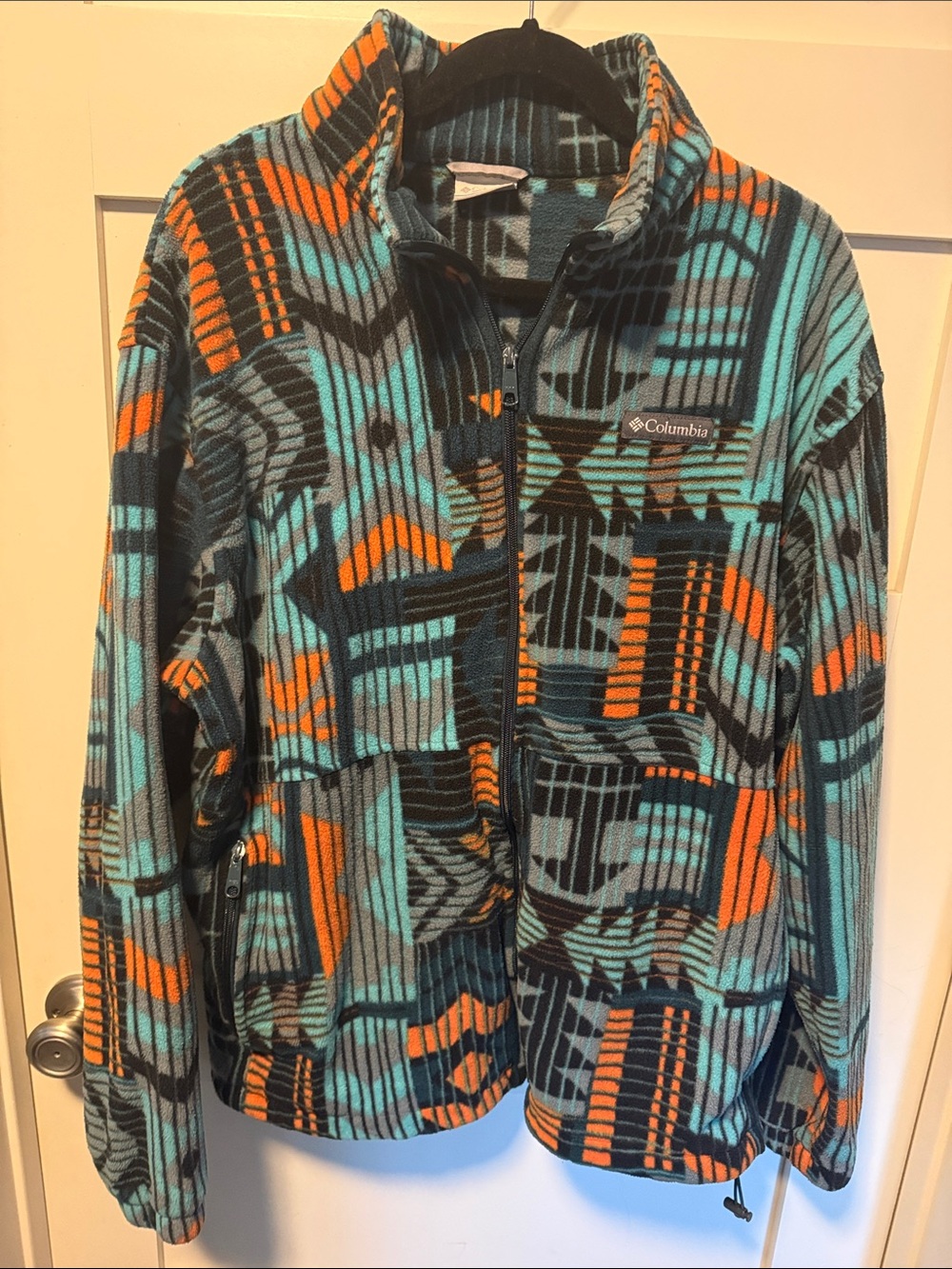 Columbia Women's Teal & Orange Geometric Fleece Jacket